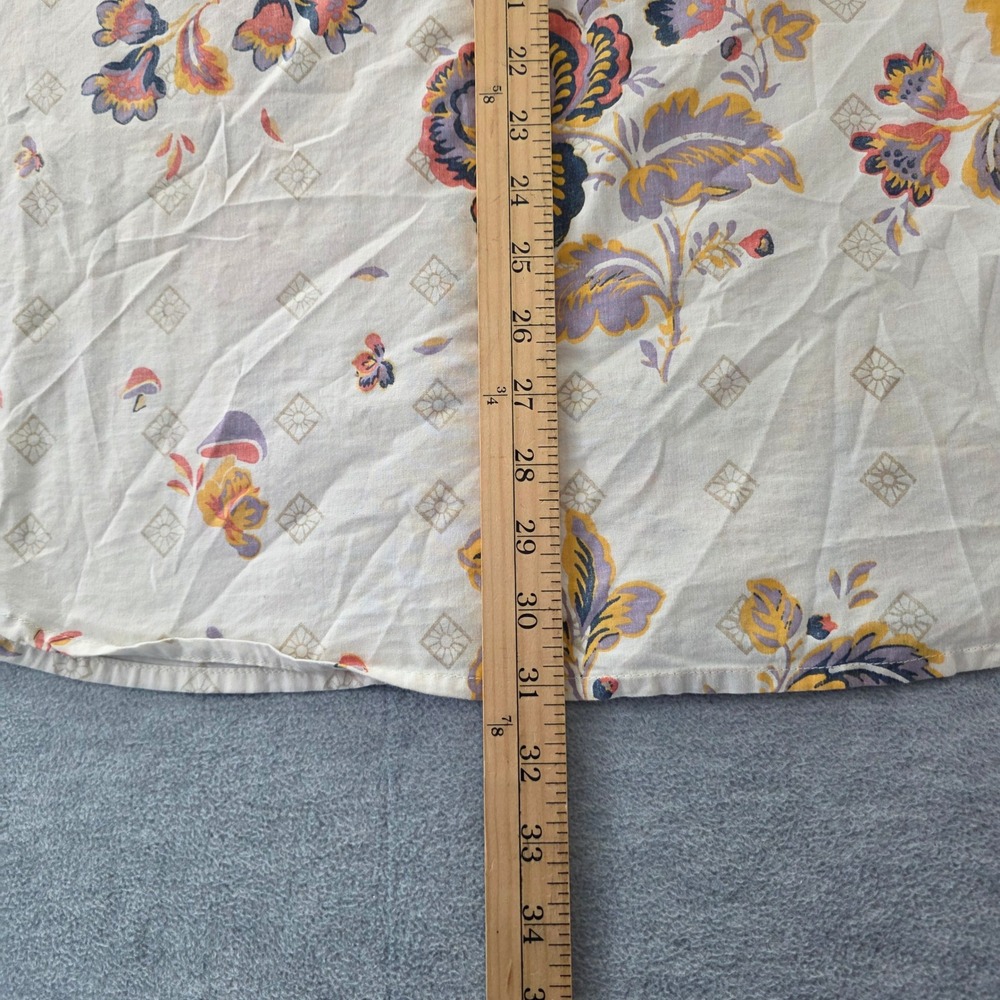 Billabong Mens XL Floral Geometric Print Short Sleeve Button Down Shirt Cream - Picture 7 of 7
